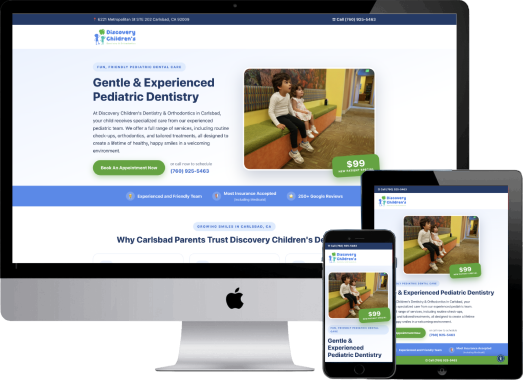 Discovery Children's Dentistry pediatric landing page