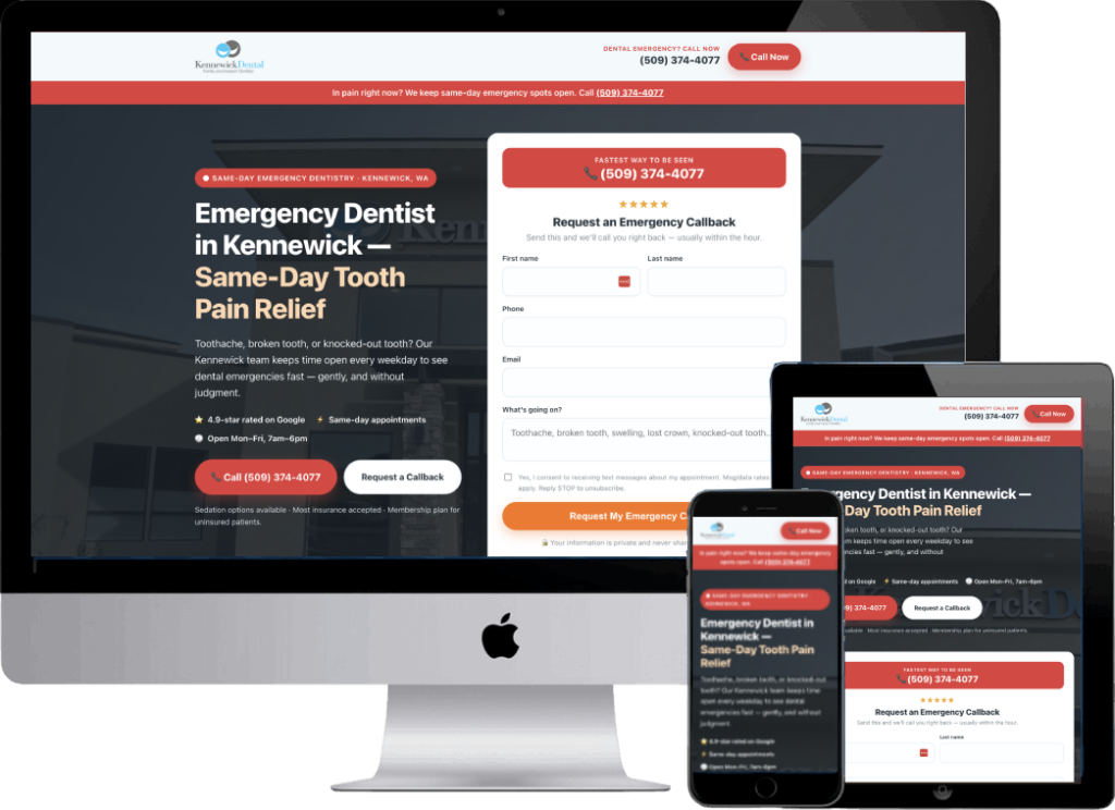 Kennewick emergency dentistry landing page