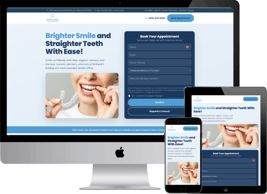 Kirkland cosmetic dentistry landing page