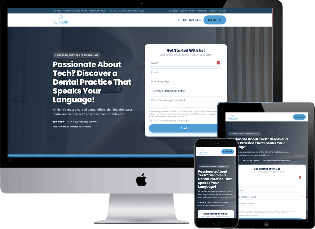 Kirkland Family Dentistry Technology Website Capture