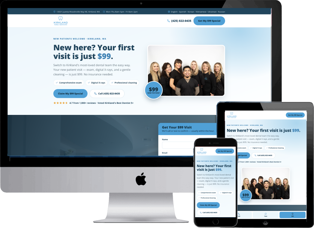 Kirkland New Patient Adult Landing Page Capture