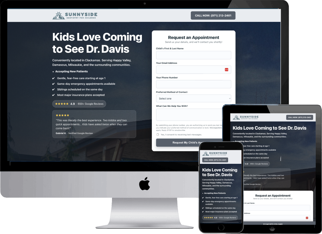 Pediatric Dentistry Landing Page Capture