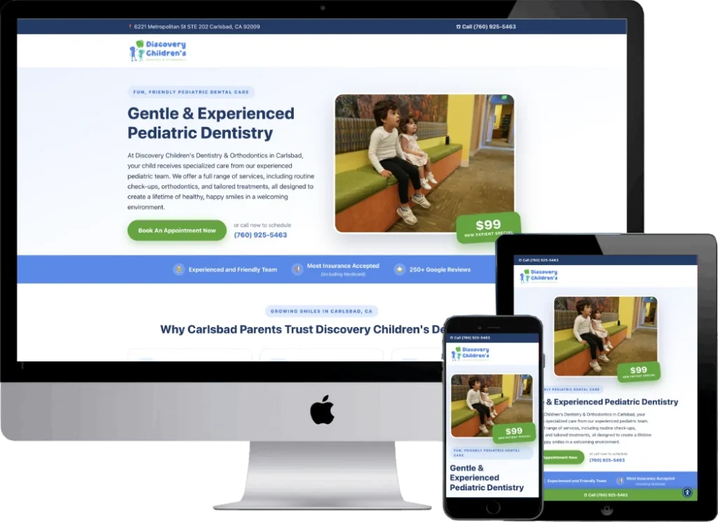 Discovery Pediatric Dentistry pediatric landing page designed by Titan Web Agency