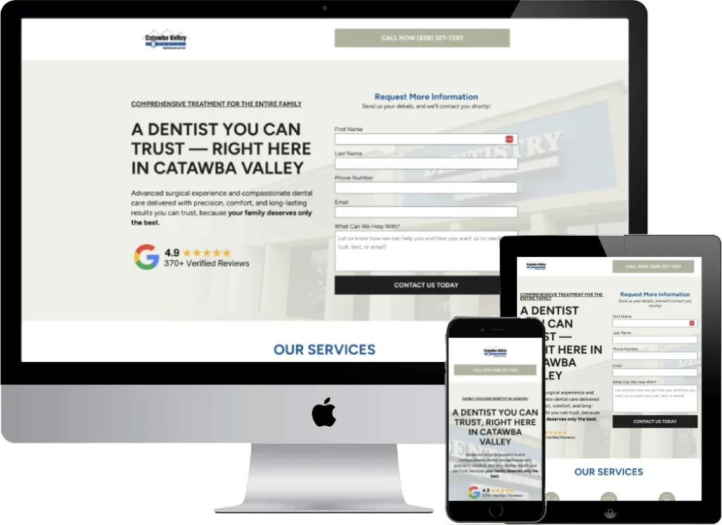 Catawba Dental general landing page designed by Titan Web Agency