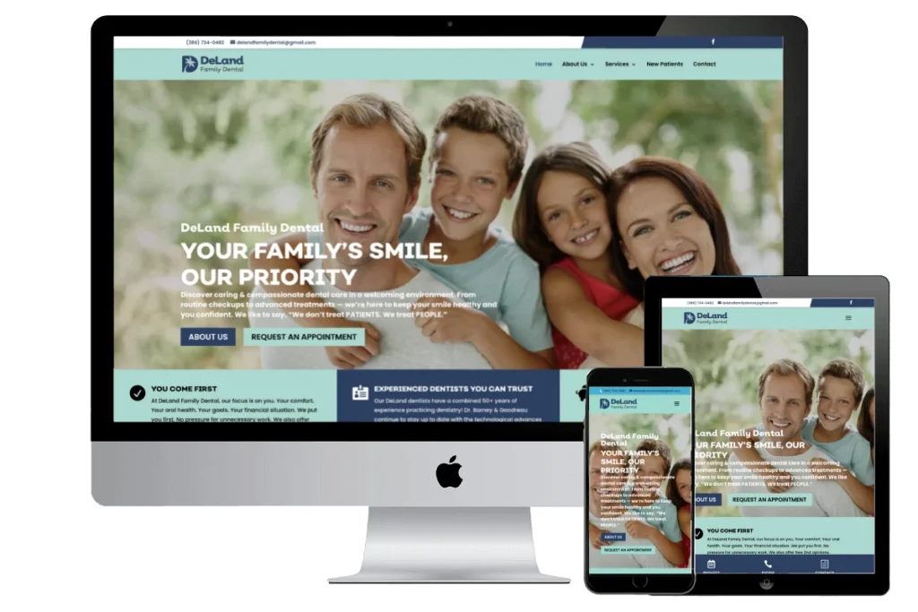 DeLand Family Dental website designed by Titan Web Agency